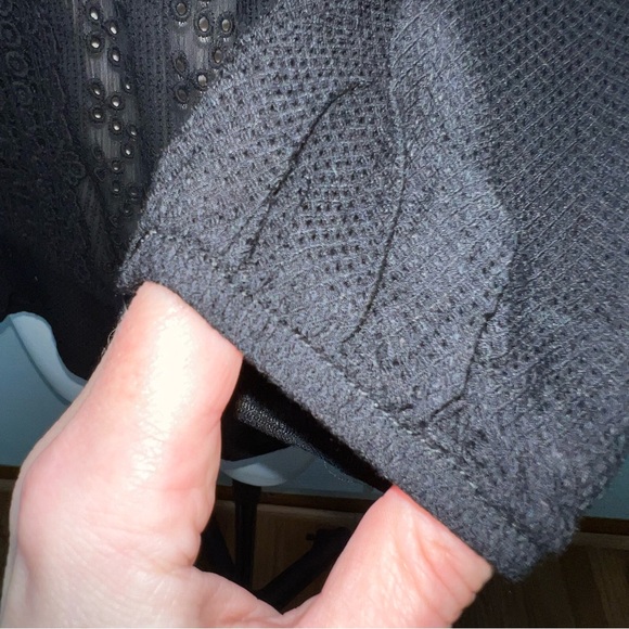 Knox Rose Black Eyelet Lace Blouse Large Boho Peasant Top Sheer Bohemian - Picture 6 of 13